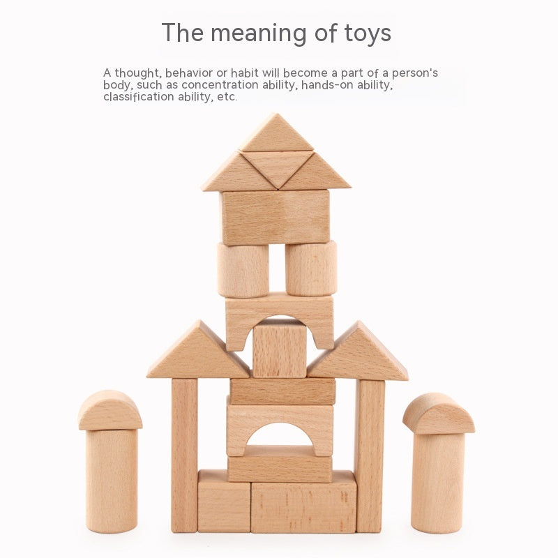 Children's Wooden Wood Box Beech 22 Logs Biteable Assembled Building Blocks Early Education Educational Toys