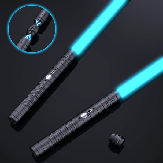 2Pack Lightsaber, 2-in-1 Dueling Lightsaber With 7 Colors Changeable With Force Sound, Aluminum Alloy Hilt, 2 FX Rechargeable Light Saber For Kids And Adults