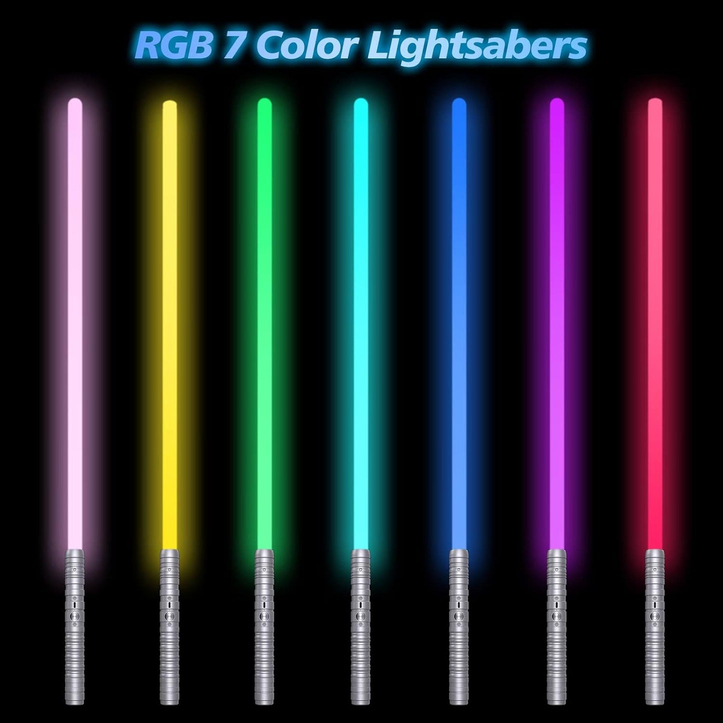 2Pack Lightsaber, 2-in-1 Dueling Lightsaber With 7 Colors Changeable With Force Sound, Aluminum Alloy Hilt, 2 FX Rechargeable Light Saber For Kids And Adults