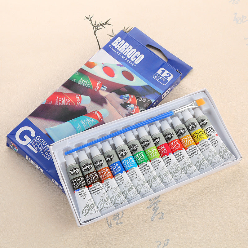 12 Colors 6ml Gouache Paint Set Beginners DIY Art Supplies