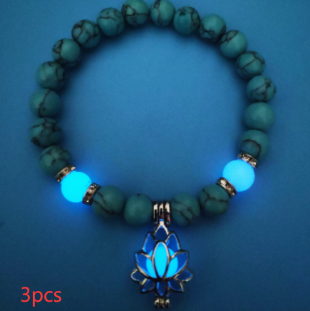 Energy Luminous Lotus Natural Stone Bracelet Yoga Healing Luminous Glow In The Dark Charm Beads Bracelet For Men Women Prayer Buddhism